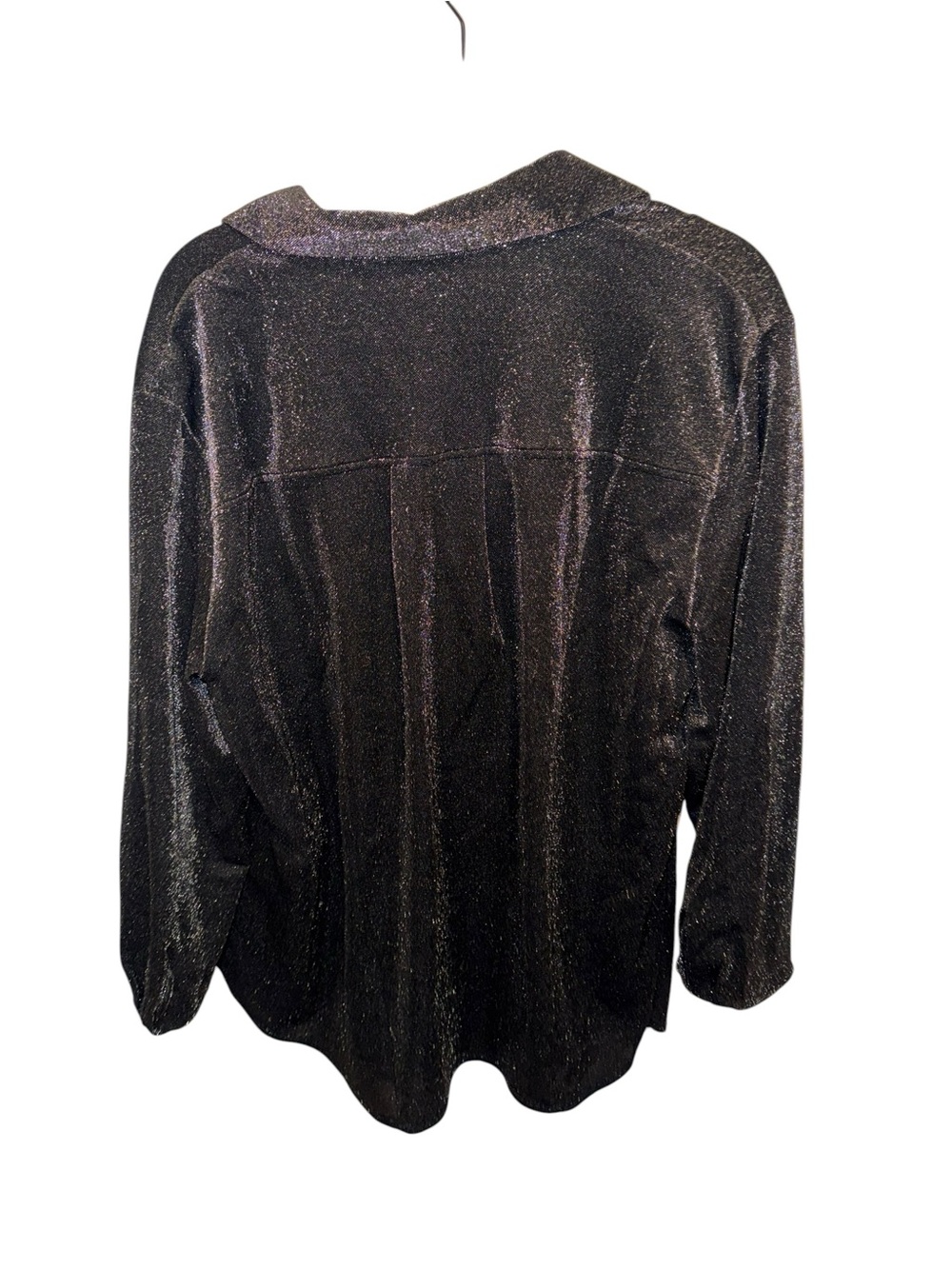 H&M Black Metallic Oversized Button Down Shimmer Top Large NWT - Picture 5 of 6